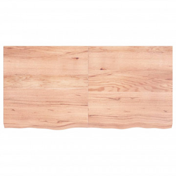 Blat masă maro deschis 120x60x6 cm, lemn masiv stejar tratat - Img 3