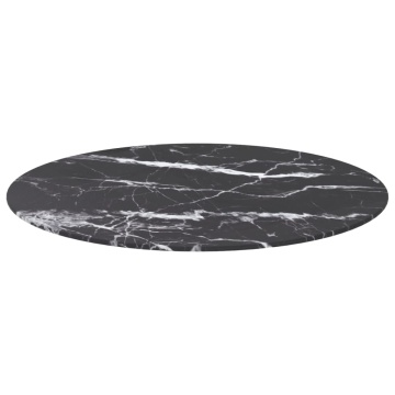 Blat masă negru Ø70x0,8 cm, sticlă securizată cu design marmură - Img 2