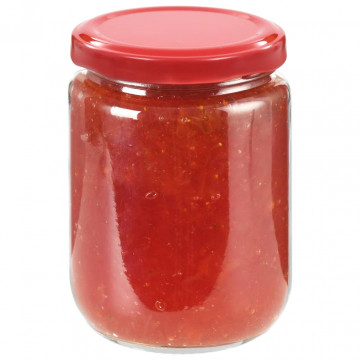 Borcane din sticlă pentru gem, capace roșii, 96 buc., 230 ml - Img 3