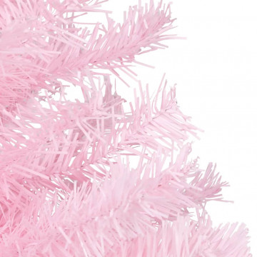 Brad Crăciun pre-iluminat cu set globuri, roz, 120 cm, PVC - Img 4