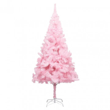 Brad de Crăciun artificial cu LED-uri&globuri roz 210 cm PVC - Img 2