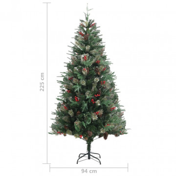 Brad de Crăciun cu conuri de pin, verde, 225 cm, PVC&PE - Img 5