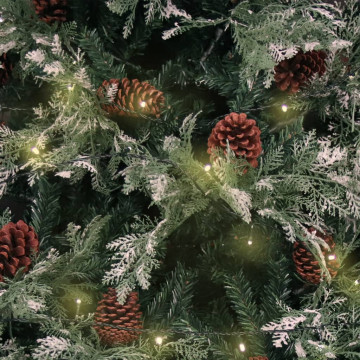 Brad de Crăciun cu LED-uri&conuri de pin verde&alb 150cm PVC&PE - Img 4