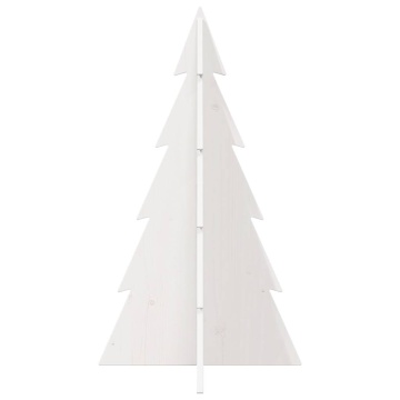 Brad de Crăciun decorativ, alb, 80 cm, lemn de pin masiv - Img 3