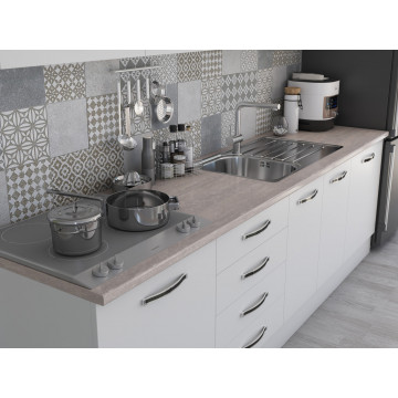 Bucatarie Alfa 320, alb, blat termic travertin, corp pentru cuptor incorporabil - Img 7