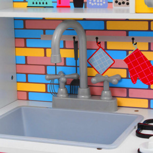 Bucătărie de jucărie pentru copii, multicolor, 80x30x85 cm, MDF - Img 2