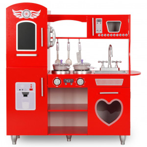 Bucătărie de jucărie pentru copii, roșu, 84 x 31 x 89 cm, MDF - Img 3