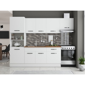 Bucatarie Sofia 260 cm, Alb, Blat termic nuc, Corp cuptor incorporabil - Img 3