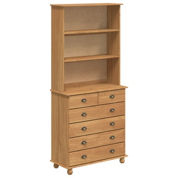 Bufet ASKIM maro miere 91x40x199.5 cm lemn masiv pin, Bufet ASKIM 91x30x104 cm lemn masiv pin, Comoda ASKIM 91x40x95.5 cm lemn masiv pin - Img 2