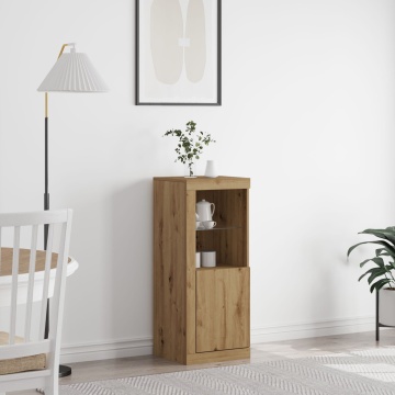 Bufet cu lumini LED Stejar Artisan 41x37x100 cm - Img 1