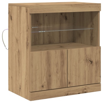Bufet cu lumini LED Stejar Artisan 60x37x67 cm - Img 2
