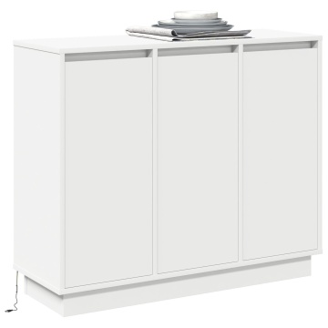 Bufet LED Alb 90x32x75 cm din Lemn Stratificat - Img 3