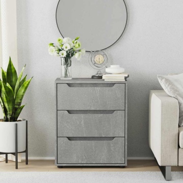 Bufetă „VISNES” Gri beton 60x40x73 cm Lemn prelucrat - Img 3