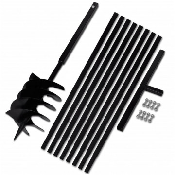 Burghiu de sol cu mâner 200 mm cu tub prelungitor 9 m, oțel - Img 1