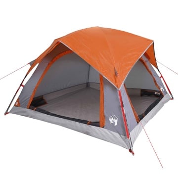 Cabină cort de camping 4 persoane gri și portocaliu impermeabil - Img 3