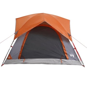 Cabină cort de camping 4 persoane gri și portocaliu impermeabil - Img 6