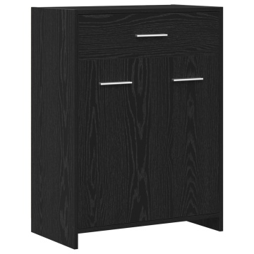 Cabinet de baie Negru Stejar 60x33x80 cm Din lemn compus - Img 2