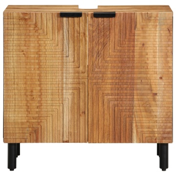 Cabinet de chiuvetă pentru baie 62x33x58 cm din lemn masiv de acacia - Img 4