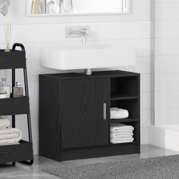 Cabinet pentru chiuvetă Stejar Negru 63x29x55 cm Lemn Prelucrat - Img 4