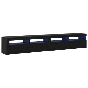 Cabinete TV 2 buc cu lumini LED din stejar negru și lemn ingineresc, Cabinet TV cu LED din stejar negru 120x35x40 cm din lemn ingineresc - Img 2