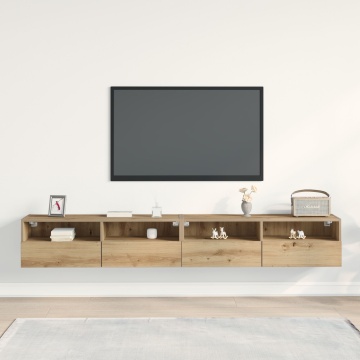 Cabluri TV 2 bucăți Stejar Artisan 100x30x30 cm Lemn prelucrat - Img 4