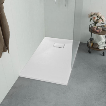 Cădiță de duș, alb, 90 x 80 cm, SMC - Img 1