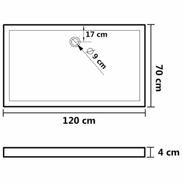 Cădiță de duș dreptunghiulară din ABS, alb, 70x120 cm - Img 8