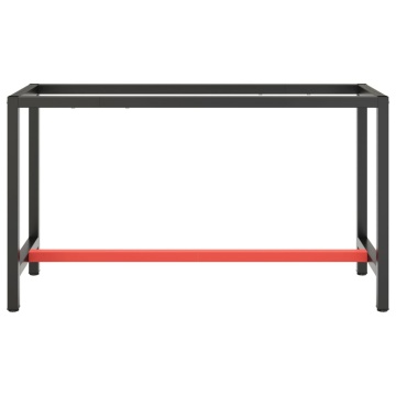 Cadru banc de lucru, negru mat/roșu mat, 140x50x79 cm, metal - Img 3