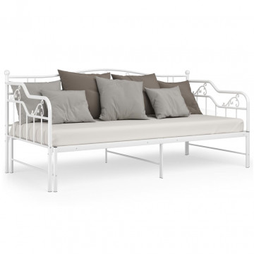 Cadru canapea extensibilă, alb, 90x200 cm, metal - Img 8