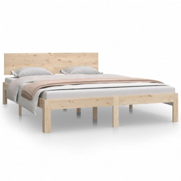 Cadru de pat, 140x200 cm, lemn masiv de pin - Img 2