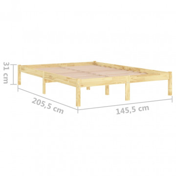 Cadru de pat, 140x200 cm, lemn masiv de pin - Img 7