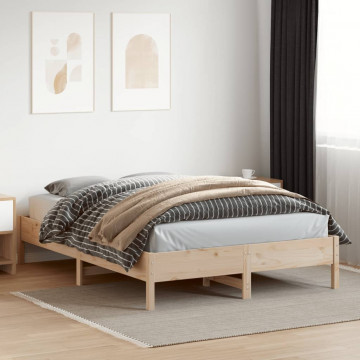 Cadru de pat, 150x200 cm, lemn masiv de pin - Img 3