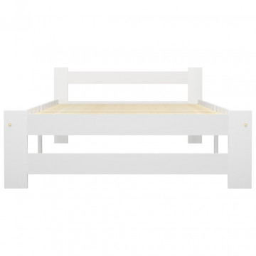 Cadru de pat, alb, 100 x 200 cm, lemn masiv de pin - Img 3