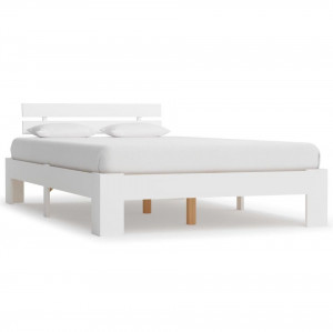 Cadru de pat, alb, 140 x 200 cm, lemn masiv de pin - Img 1