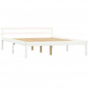 Cadru de pat, alb, 140 x 200 cm, lemn masiv de pin - Img 2