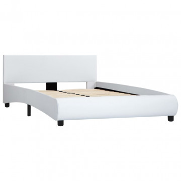 Cadru de pat, alb, 140 x 200 cm, piele ecologică - Img 2