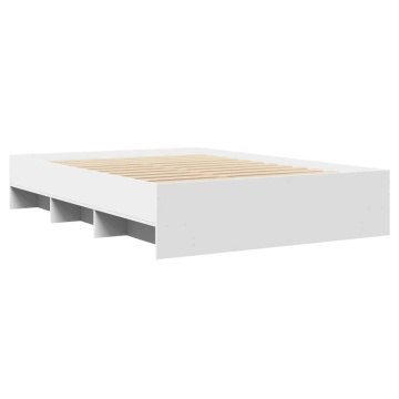 Cadru de pat, alb, 140x190 cm, lemn prelucrat - Img 4