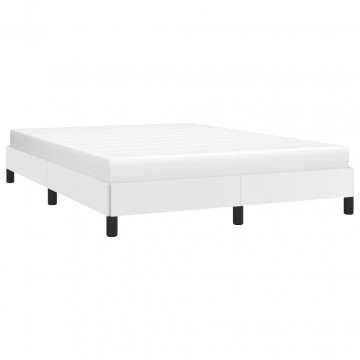 Cadru de pat, alb, 140x190 cm, piele ecologică - Img 3