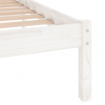 Cadru de pat, alb, 140x200 cm, lemn masiv de pin - Img 5