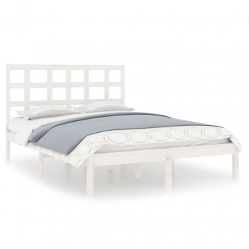 Cadru de pat, alb, 140x200 cm, lemn masiv - Img 2