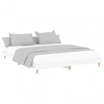 Cadru de pat, alb, 140x200 cm, lemn prelucrat - Img 3