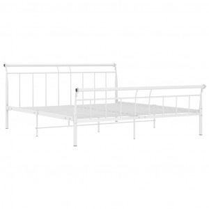 Cadru de pat, alb, 160x200 cm, metal - Img 2