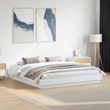 Cadru de pat alb 180x200 cm din lemn prelucrat - Img 3