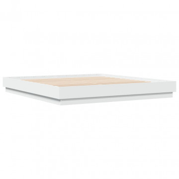 Cadru de pat alb 180x200 cm din lemn prelucrat - Img 5