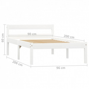 Cadru de pat, alb, 90 x 200 cm, lemn masiv de pin - Img 7