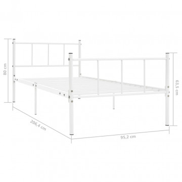 Cadru de pat, alb, 90 x 200 cm, metal - Img 5