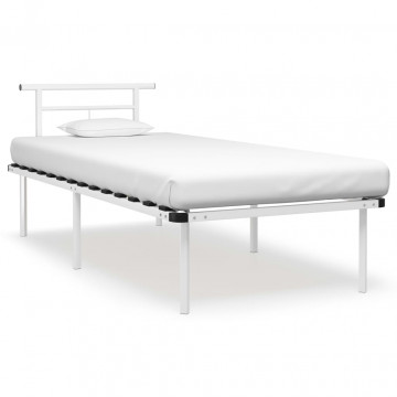 Cadru de pat, alb, 90 x 200 cm, metal - Img 1