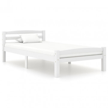 Cadru de pat, alb, 90x200 cm, lemn de pin masiv - Img 1