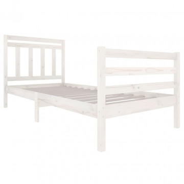 Cadru de pat, alb, 90x200 cm, lemn masiv - Img 3