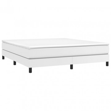 Cadru de pat box spring, alb, 180x200 cm, piele ecologică - Img 3